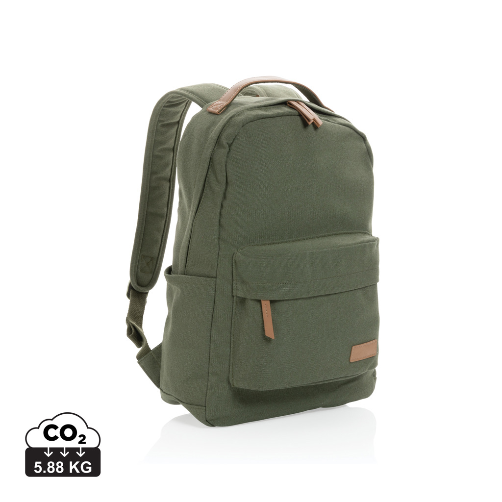 Sac à dos toile recyclée ordinateur 15.6" publicitaire Impact Vert 